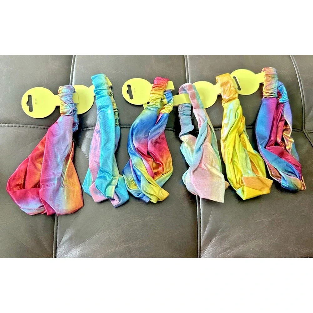 Frog Sac‎ Lot Of 6 Metallic Mermaid Knot Soft Child Headbands Shiny Pretty